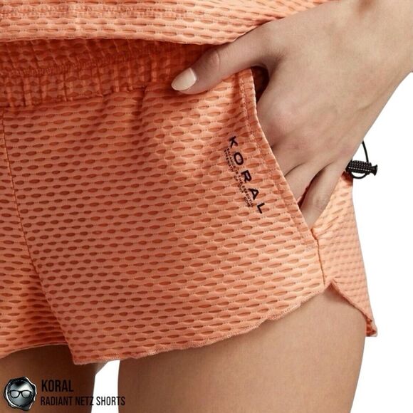 KORAL ACTIVEWEAR RADIANT NETZ SHORTS IN POMPANO ORANGE WOMEN’S MEDIUM - Picture 8 of 16